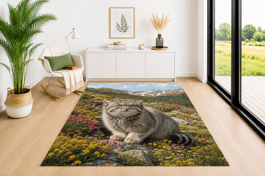 ICE ARMOR 5' x 7' Pallas's Cat Area Rug for Living Room, Soft Low Pile Indoor Rug with Non-Slip Silicone Backing, Decorative Carpet for Bedroom, Office, Kids & Pets, Gray
