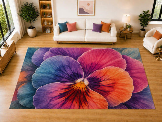 ICE ARMOR "Ultra Light Weight Large 6'7" x 9'10" Snapdragon Bouquet Area Rug for Living Room Bedroom Dining Room, Soft Low Pile Non-Slip Backing, Pink Cream Purple Green Botanical Decor