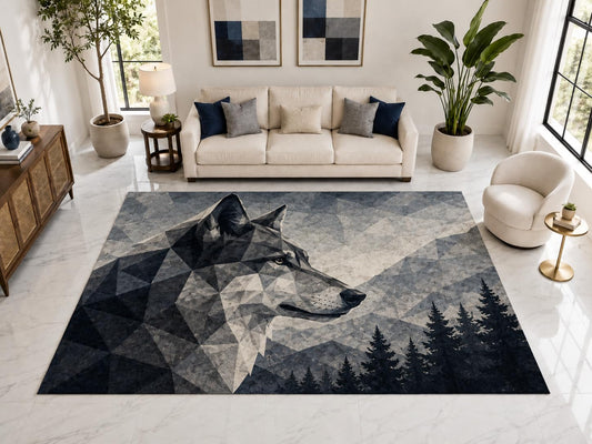 ICE ARMOR "Ultra Light Weight Large 6'7" x 9'10" Wolf Profile Area Rug Carpet Soft Low Pile Indoor Rug and Non-Slip Silicone Backing Gray