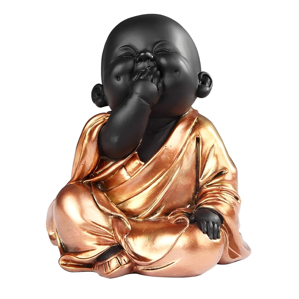 ICE ARMOR 6" H Speak No Evil Little Buddhist Monk in Gold and Black Statue Feng Shui Decoration Religious Figurine