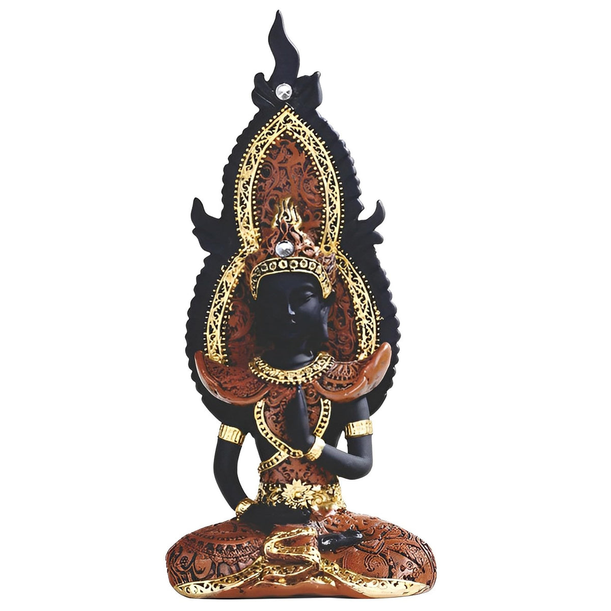 ICE ARMOR 8" H Praying Thai Buddha in Red Statue Feng Shui Decoration Religious Figurine