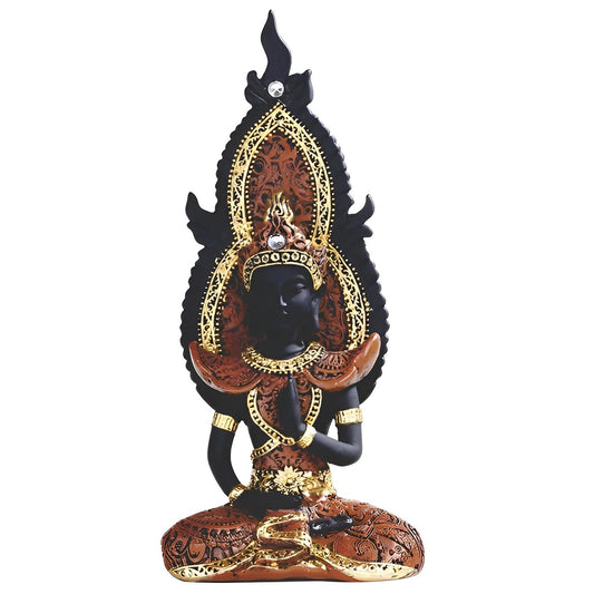 ICE ARMOR 8" H Praying Thai Buddha in Red Statue Feng Shui Decoration Religious Figurine