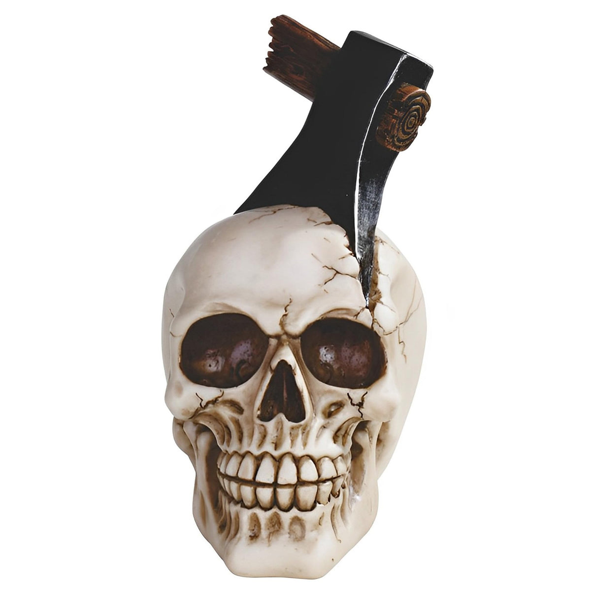 ICE ARMOR 7" H Skull with Axe in Head Statue Fantasy Decoration Figurine