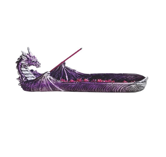 ICE ARMOR 10.75" W Purple Dragon Incense Burner Sticks Holder