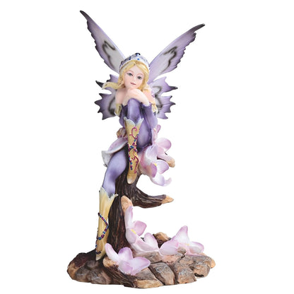 ICE ARMOR 6" H Purple Fairy on Tree Branch Statue Fantasy Decoration Figurine