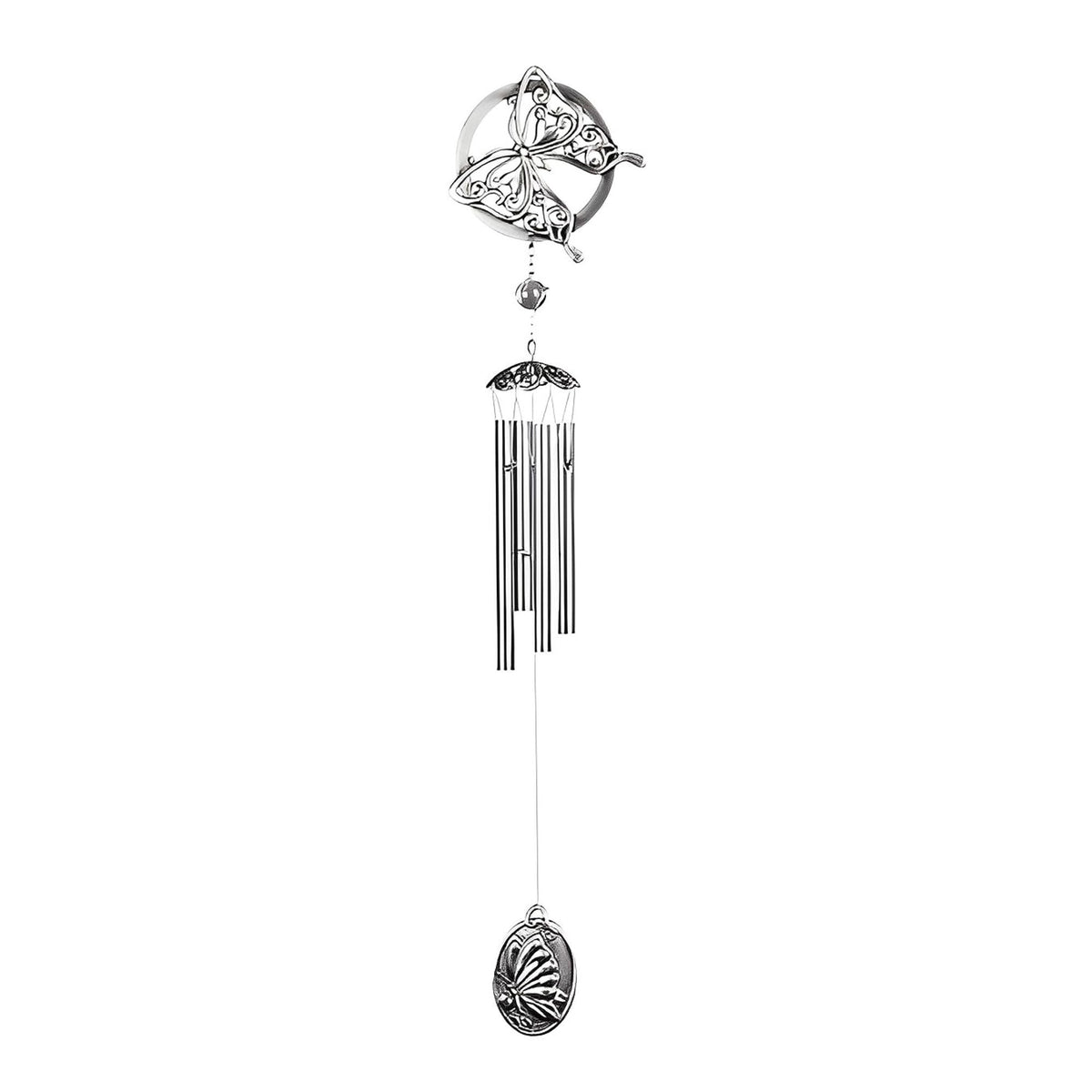 ICE ARMOR 28" Long Pewter Butterfly Wind Chime