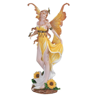 ICE ARMOR 12.5" H Yellow Sunflower Fairy Statue Fantasy Decoration Figurine