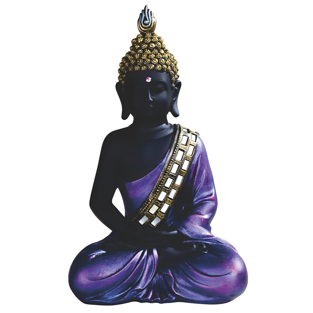 ICE ARMOR 11.25" H Purple and Black Buddha in Meditation Statue Feng Shui Decoration Religious Figurine