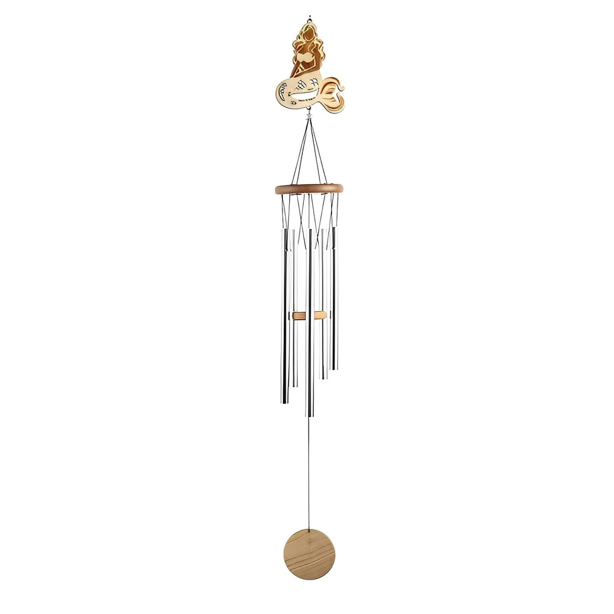 ICE ARMOR 34" Long Wood Silhouette Mermaid Wind Chime Fantasy Decoration