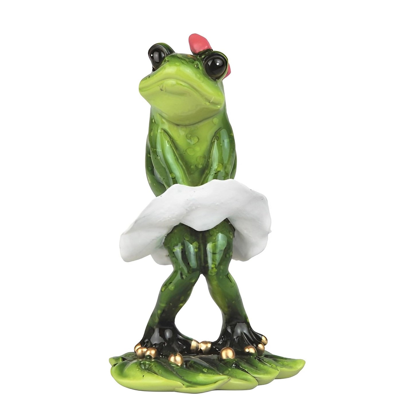 ICE ARMOR 5" H Baby Girl Frog with White Skirt Statue Animal Decoration Figurine