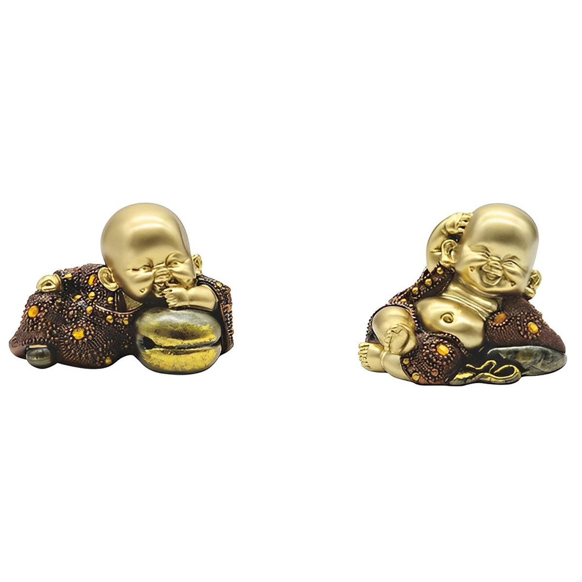 ICE ARMOR 2-PC Little Monk in Different Poses Set 4" W Statue Feng Shui Decoration Religious Figurine