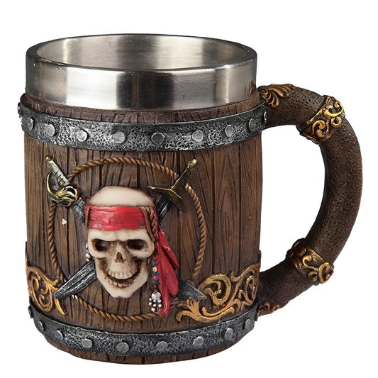 ICE ARMOR 5.25" H Medieval Pirate Skull Mug Party Cup Statue Sculpture Ornament Decoration Home/Room Decor Ideas for Housewarming, Holidays and Birthdays Great Collectible Addition