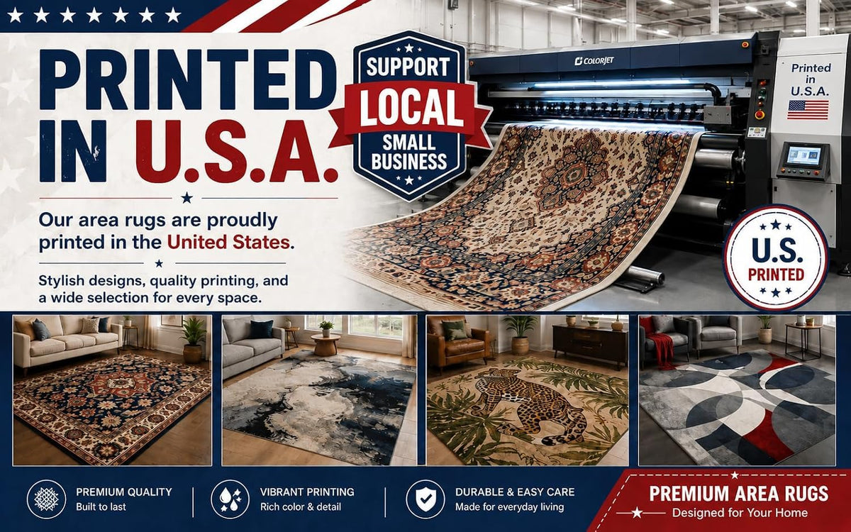 ICE ARMOR 5' x 7' Tuscan Countryside Area Rug, Rustic Olive Garden Landscape, Soft Low Pile Rug with Non-Slip Silicone Backing for Living Room, Dining Room, Bedroom
