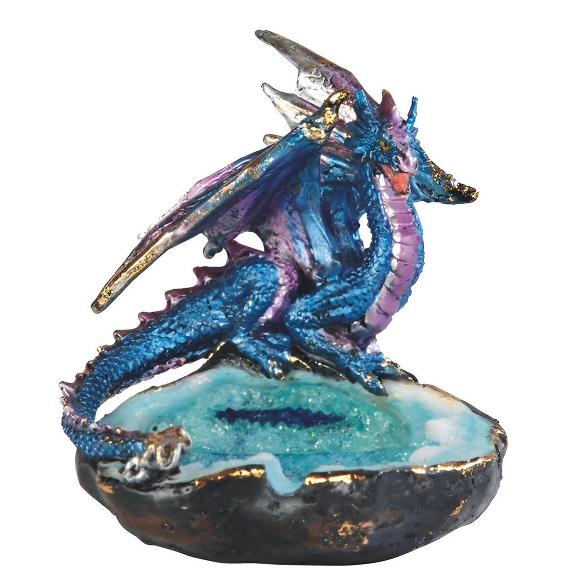 ICE ARMOR 3" H Blue Dragon Tray Statue Fantasy Decoration Figurine