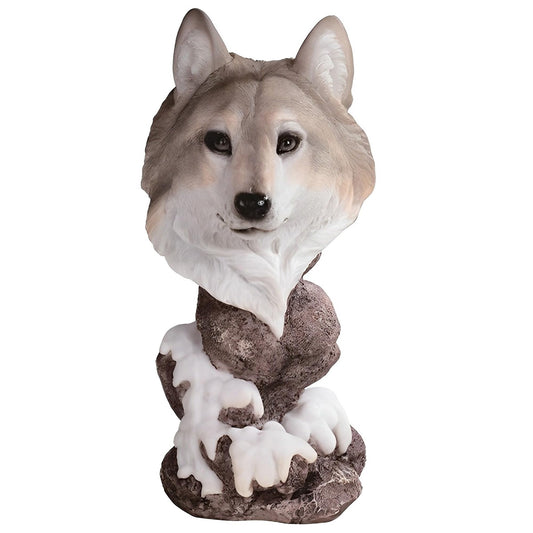 ICE ARMOR 8.5" H Decorative Wolf Head Bust Figurine with Base
