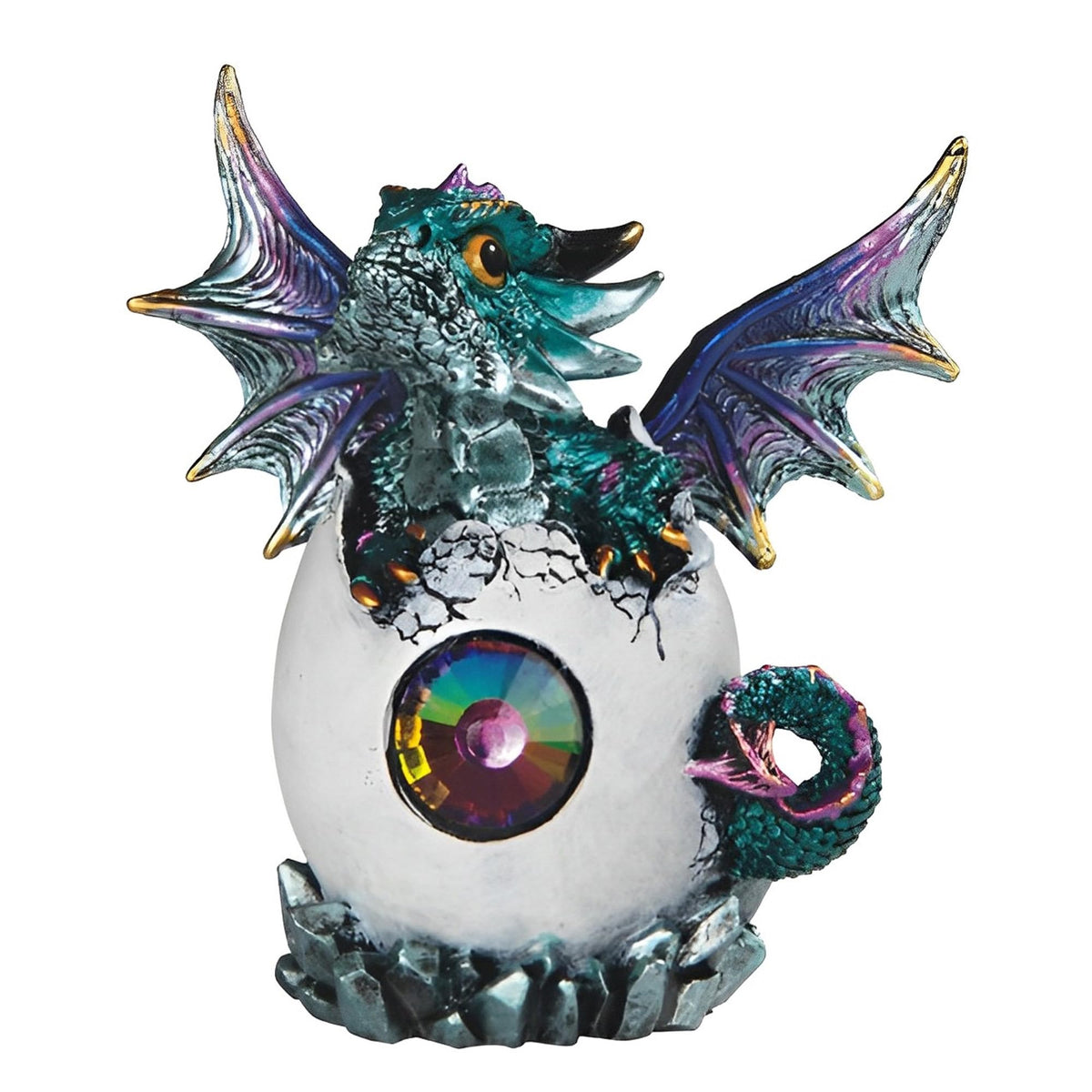 ICE ARMOR 5" H Blue Dragon Baby Hatchling in Egg Statue Fantasy Decoration Figurine