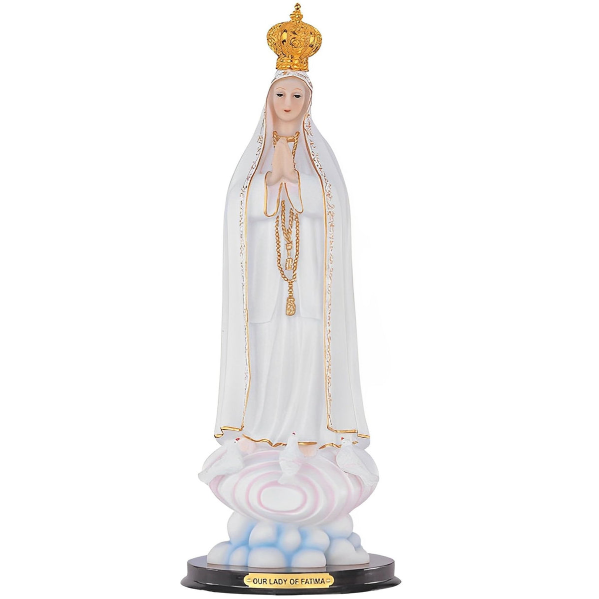 ICE ARMOR 16" H Our Lady of Fatima Statue Our Lady of The Holy Rosary of Fatima Holy Figurine Religious Decoration