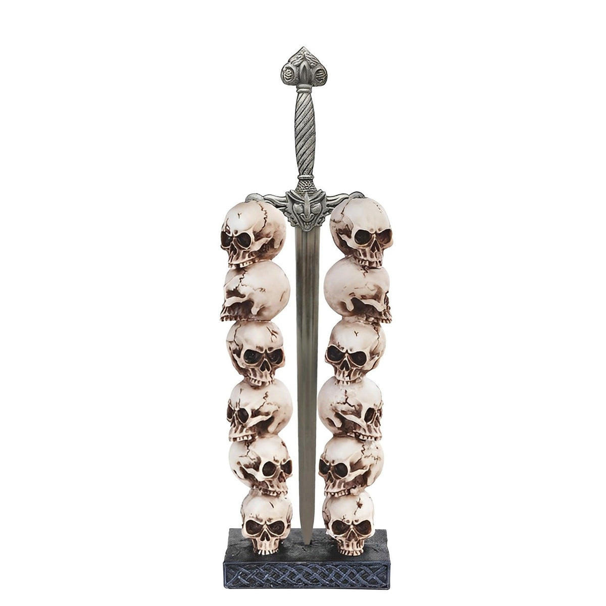 ICE ARMOR 12" H Skull Stack with Sword Statue Fantasy Decoration Figurine
