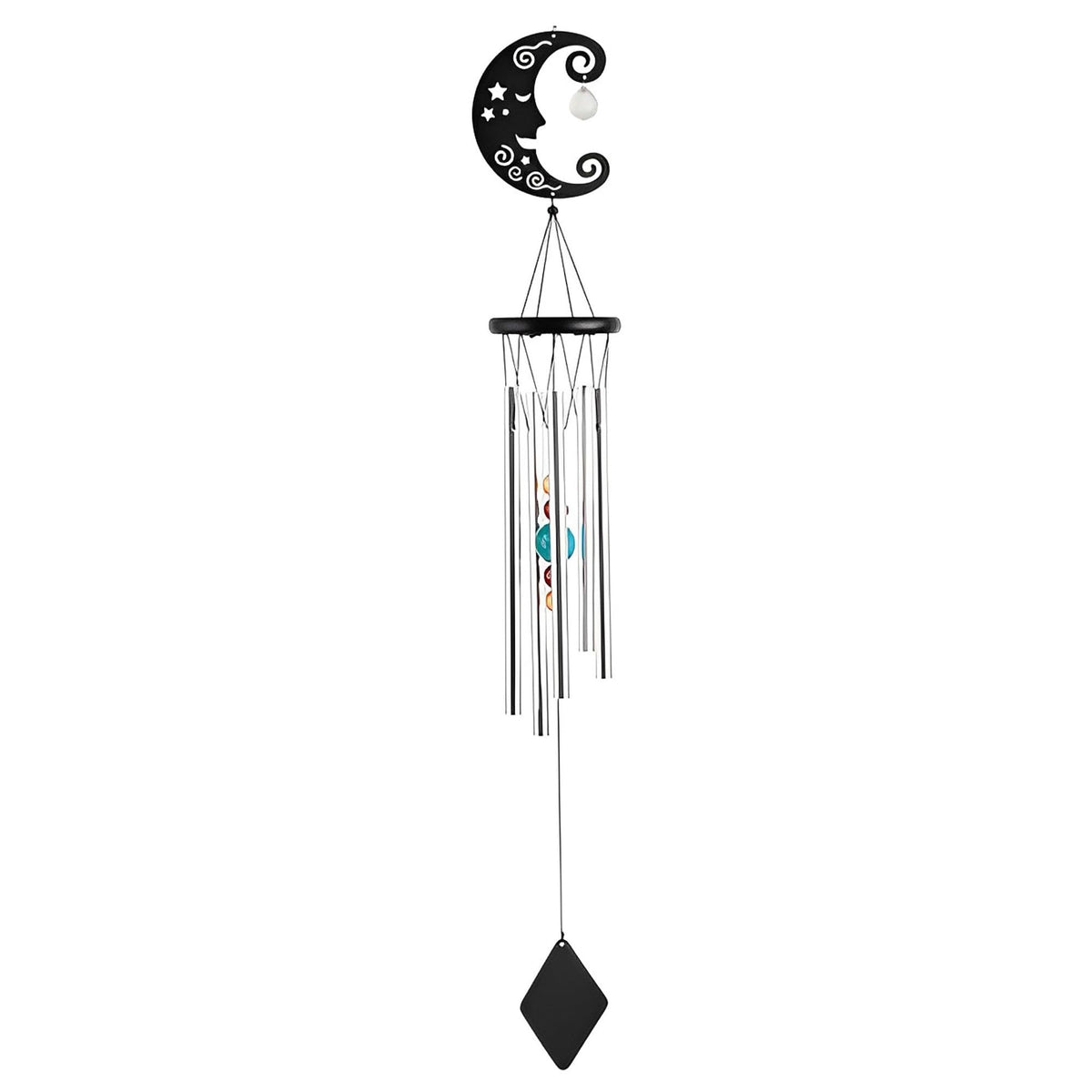 ICE ARMOR 34" Long Metal Black Moon Wind Chime