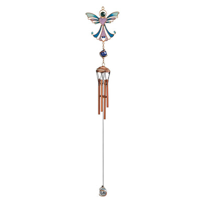 ICE ARMOR 18" Long Blue Angel Copper and Gem Wind Chime Garden Patio Decoration