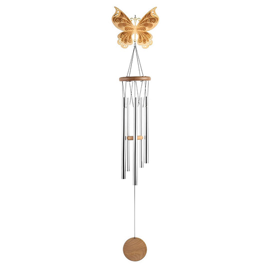 ICE ARMOR 34" Long Wood Silhouette Butterfly Wind Chime