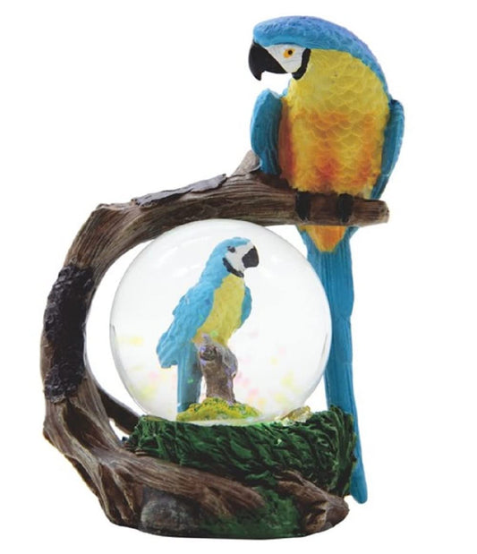 ICE ARMOR 4.25" H Blue Parrot Glitter Snow Globe Decoration Figurine