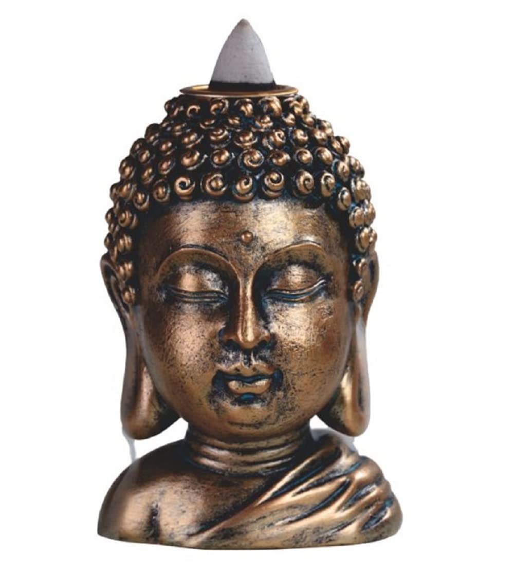 ICE ARMOR 3.5" H Bronze Buddha Head Backflow Incense Burner