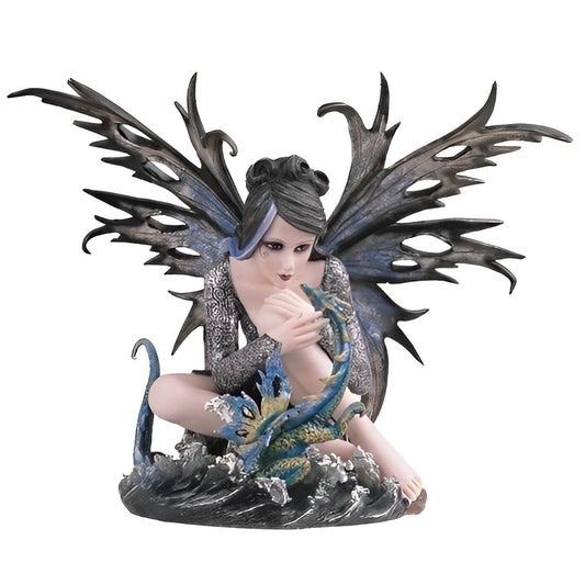 ICE ARMOR 14" H Water Fairy with Dragon Baby Statue Fantasy Decoration Figurine