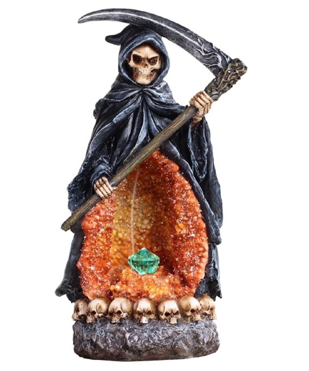ICE ARMOR 10.5" H Grim Reaper Backflow Incense Burner with LED Light Incense Holder