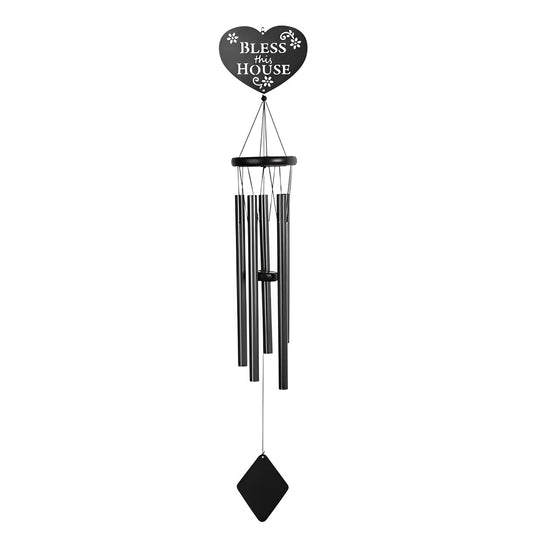 ICE ARMOR 40" Long Metal Black Heart Shape Wind Chime