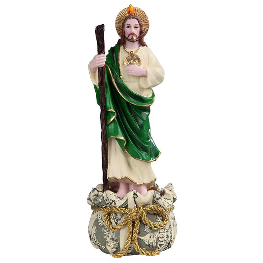ICE ARMOR 9" H Saint Jude Standing on Money Sack Statue Holy Figurine Religious Decoration