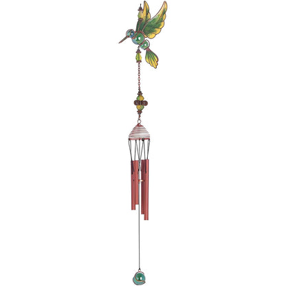 ICE ARMOR 23" Long Green Hummingbird Copper and Gem Wind Chime Garden Patio Decoration