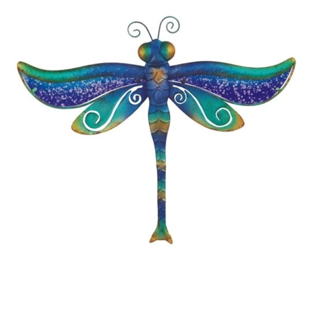 ICE ARMOR 21"W Blue/Purple Dragonfly Metal Wall Plaque Decoration