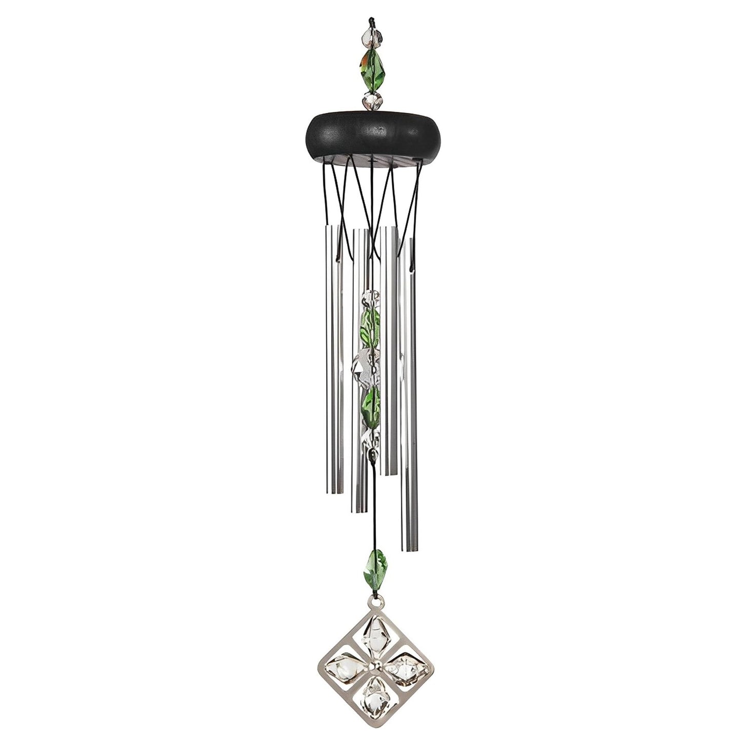 ICE ARMOR 15" Long Green Wooden Top Gem Wind Chime