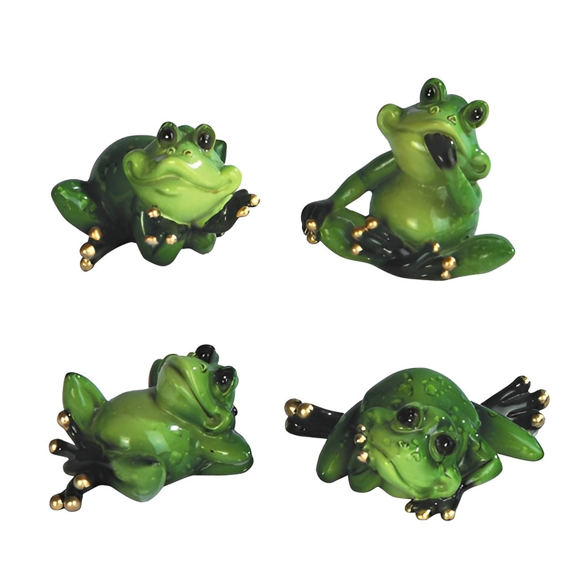ICE ARMOR 4-PC Mini Frog 2" W Statue Animal Decoration Figurine Set