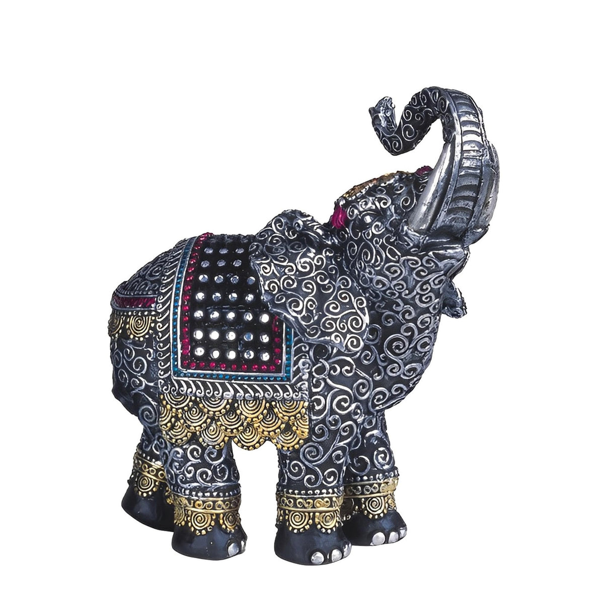ICE ARMOR 6.5" H Silver Thai Elephant with Trunk Raised Statue