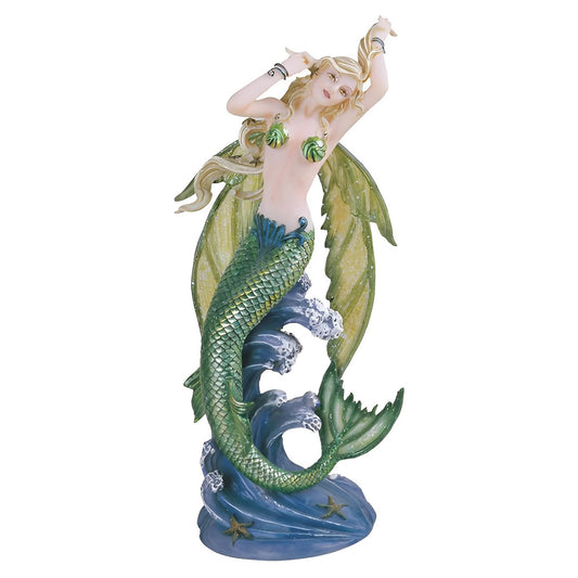 ICE ARMOR 8.5" H Green Mermaid Fairy Statue Fantasy Decoration Figurine