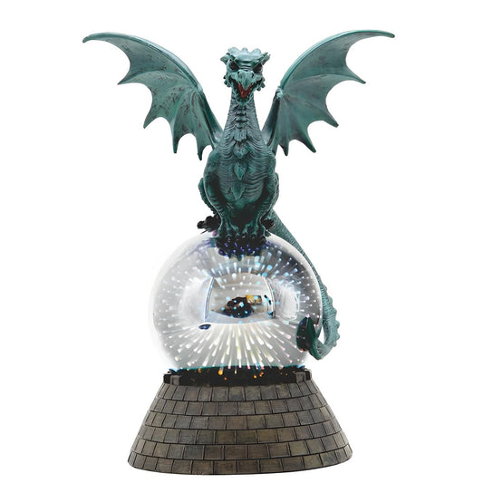 ICE ARMOR 9.75" H LED Teal Dragon on Glass Globe Statue Fantasy Decoration Figurine