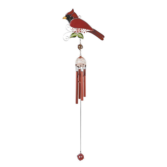 ICE ARMOR 26" Long Northern Cardinal Wind Chime with Gem Garden Patio Decoration