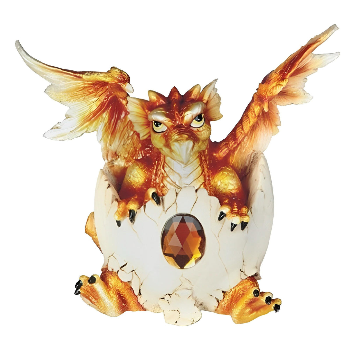 ICE ARMOR 4" H Fantasy November Birthstone Orange Dragon Baby Hatchling in Egg Figurine
