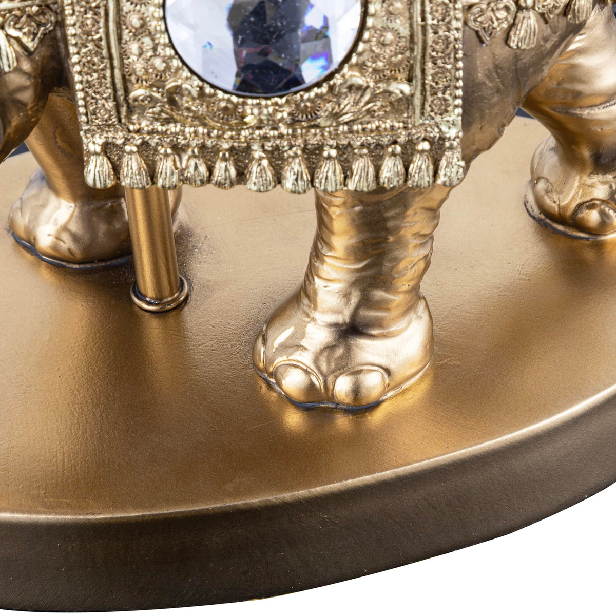 ICE ARMOR 18.5" Detailed Craftsmanship Golden Elephant Table Lamp - Bedside Light with Fabric Shade, Exotic Decor & Cultural Ambiance