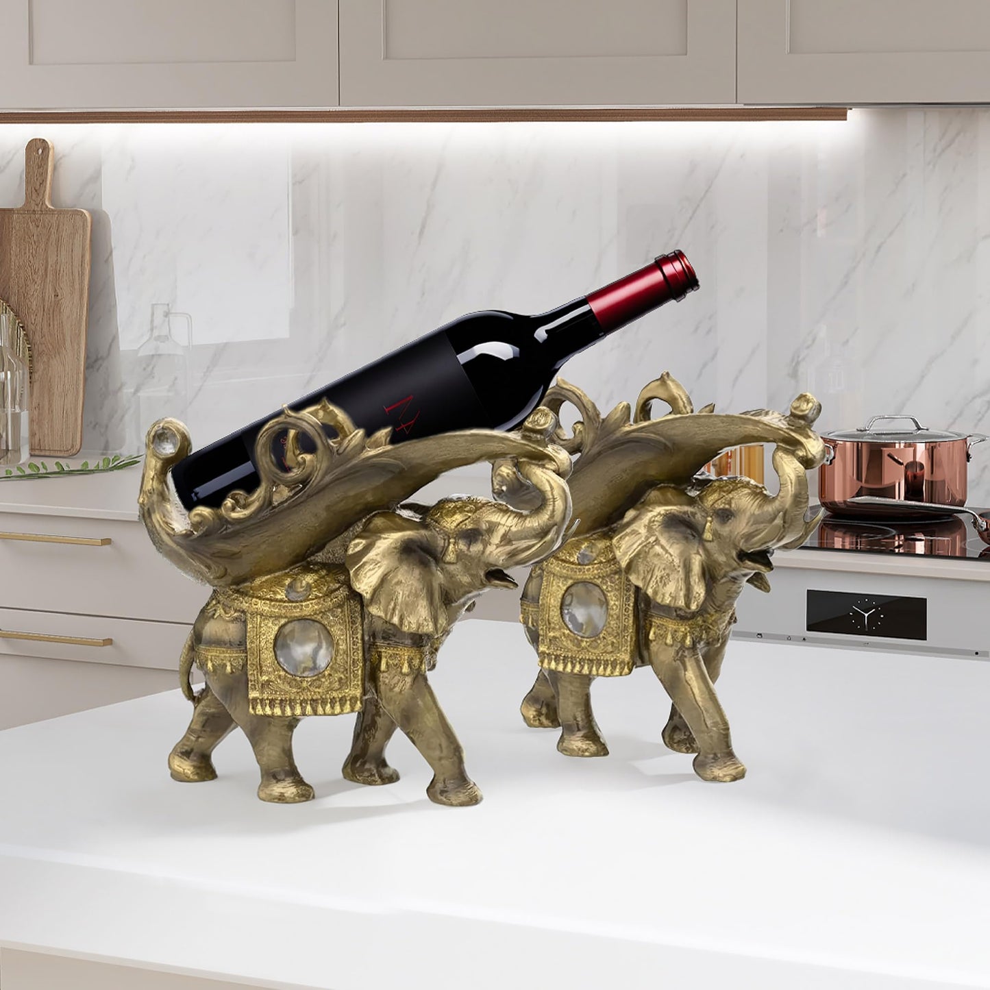 ICE Armor Decorative Wine Bottle Holder, Wine Rest Statue, Home Decor Wine Display Table Centerpiece for Tabletops and Counters, Wine Lovers Gift