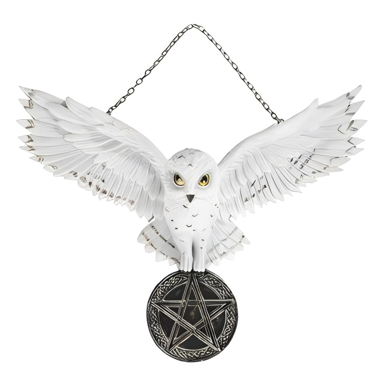 ICE ARMOR Detailed Craftmanship Snow Owl Decor Sculpture, Soaring Owl Statue for Shelf Table Counters, Fall Home, Animal Decorations for Living Room