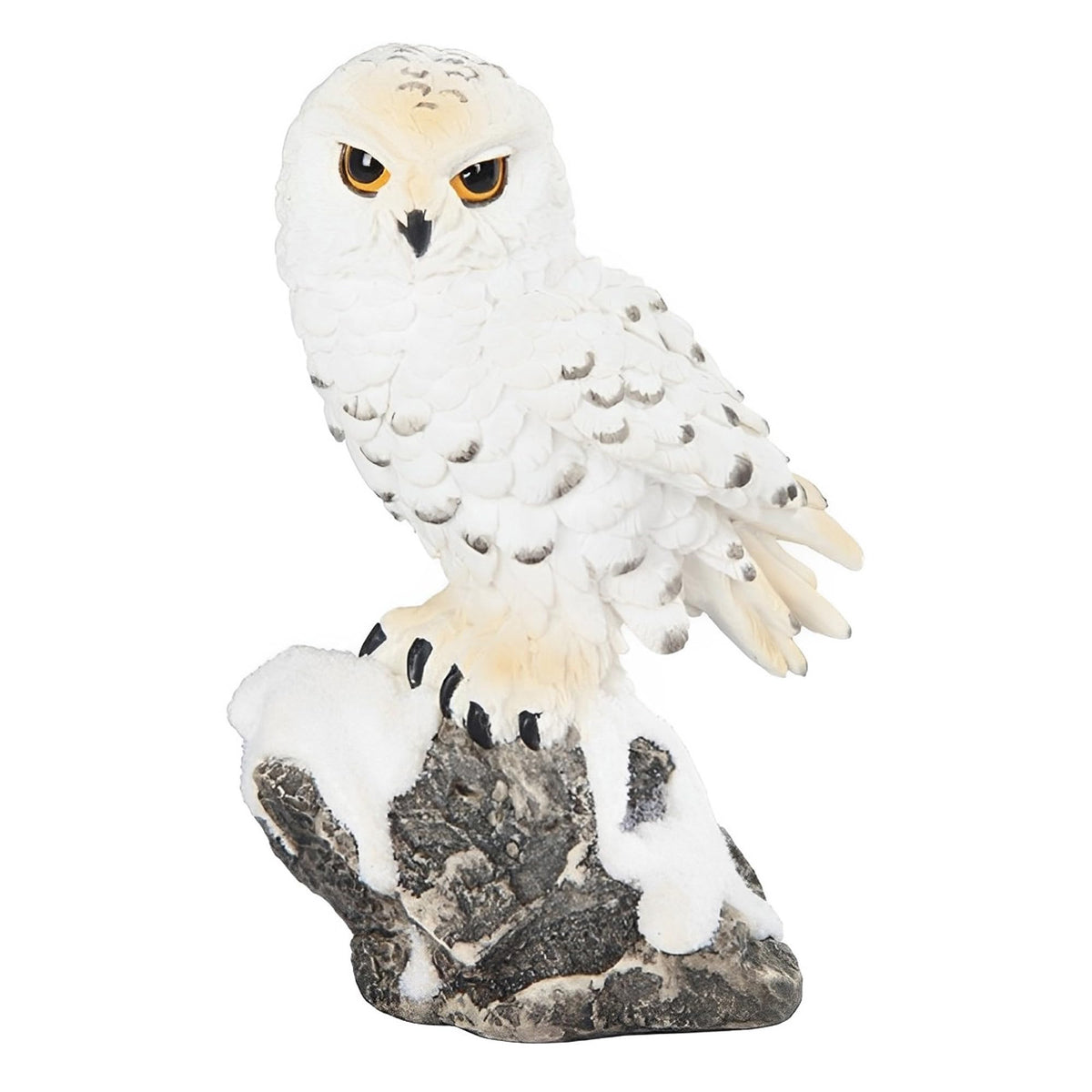 ICE ARMOR 5" H Snowy Owl Standing on Rock Statue Wild Animal Decoration Figurine
