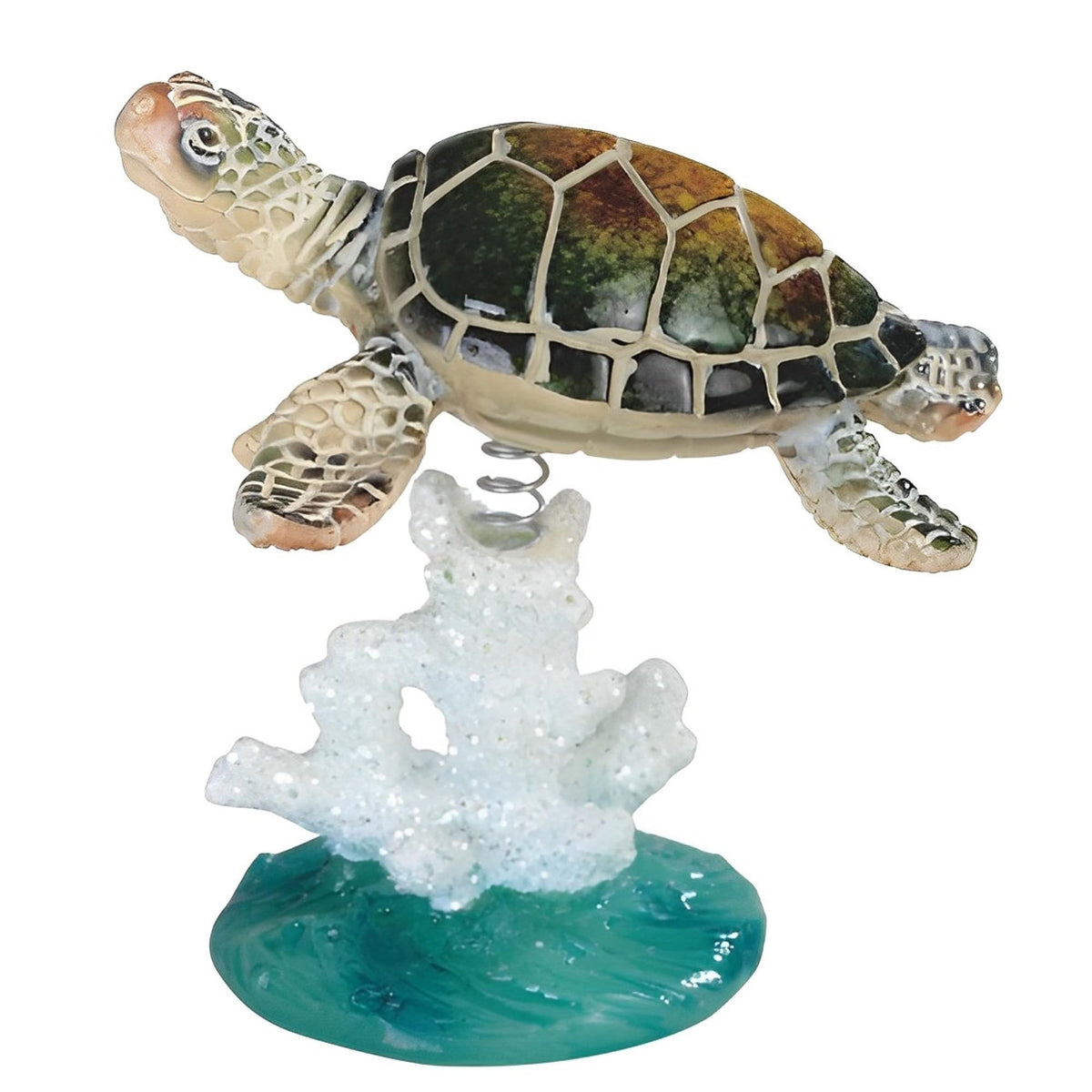 ICE ARMOR 3.5" H Green Sea Turtle on Coral Statue Marine Life Decoration Figurine