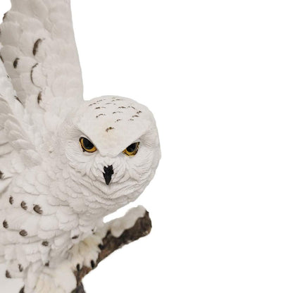 ICE ARMOR Detailed Craftmanship Snow Owl Decor Sculpture, Soaring Owl Statue for Shelf Table Counters, Fall Home, Animal Decorations for Living Room