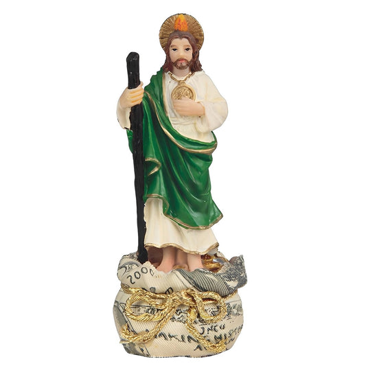 ICE ARMOR 5" H Saint Jude with Money Sack Statue Holy Figurine Religious Decoration Office Desk/Home/Living Room/Table Decor, Perfect House Warming Gifts for New Home