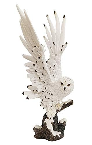 ICE ARMOR Detailed Craftmanship Snow Owl Decor Sculpture, Soaring Owl Statue for Shelf Table Counters, Fall Home, Animal Decorations for Living Room