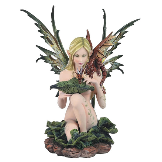 ICE ARMOR 14" H Lake Fairy with Dragon Baby Statue Fantasy Decoration Figurine