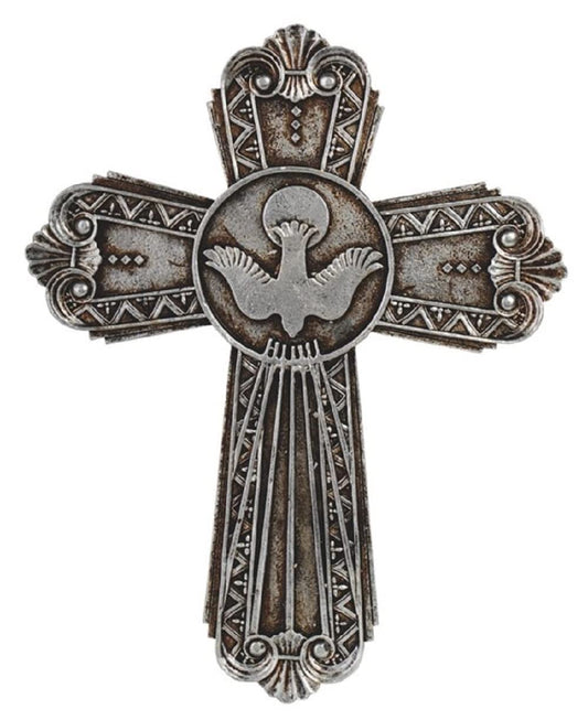ICE ARMOR 7.5"H Decorative Cross in Silver Religious Statue Wall Decoration Holy Figurine